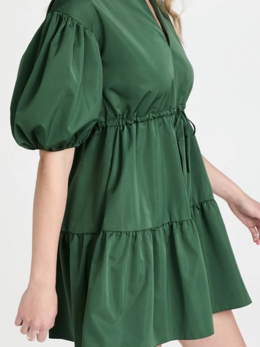 Amanda Uprichard Newbury Dress Green Puff Sleeves